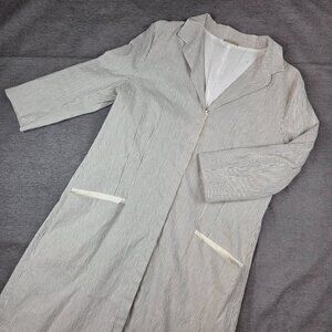 Annette Gortz Coat Size S / 4 / 6 Striped Half Sleeve Linen Cotton Designer Gray